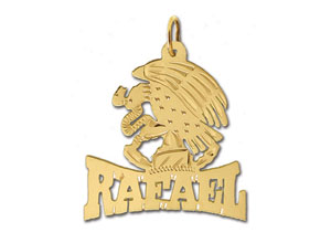 14K Gold Personalized Designer Eagle Nameplate