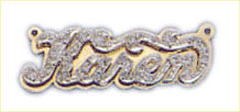 14K Gold Personalized Double Plate Diamond Nameplate