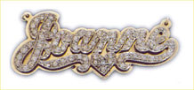 14K Gold Personalized Double Plate Diamond Name Plate