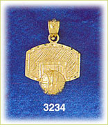 14K Gold Basketball Backboard Charm