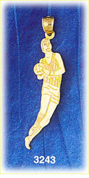 14K Gold Basketball Male Player Charm