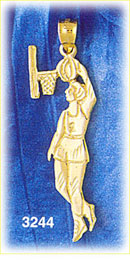 14K Gold Basketball Female Player Shooting Basketball Charm