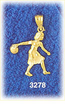 14K Gold Female Bowler Charm