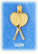 14K Gold Double Tennis Rackets Charm