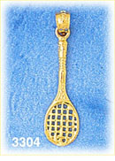 14K Gold Polished Tennis Racket Charm