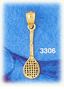 14K Gold Stretch Tennis Racket Charm