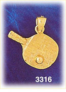 14K Gold Ping Pong Racket Charm