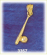 14K Gold Baseball Bat & Ball Charm