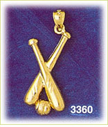 14K Gold Double Baseball Bat & Ball Charm