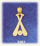 14K Gold Crossing Baseball Bats & Ball Charm