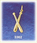 14K Gold Crossing Baseball Bats Charm