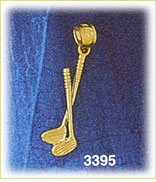 14K Gold 3D Golf Clubs Charm