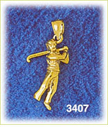 14K Gold 3D Golf Player Charm