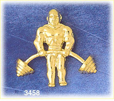 14K Gold Bodybuilder Lifting Weights Charm
