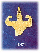 14K Gold Flexing Muscles Bodybuilder Charm