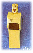 14K Gold 3D Whistle Pendant