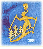 14k gold skier on slopes charm