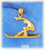 14K Gold Snowboarder Snowboarding Charm
