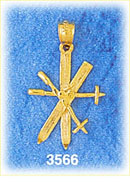 14K Gold 3D Snow Skis & Poles Charm