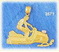 14K Gold Snowmobile Charm