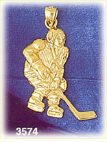 14K Gold Hockey Player Hockey Charm