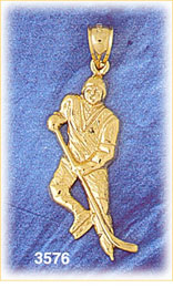 14K Gold Hockey Player Charm