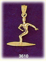 14K Gold Beach Surfer Charm