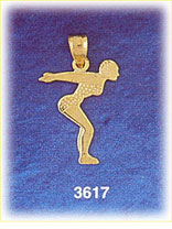 14K Gold Female Diver Charm