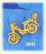14K Gold 3D Motorcycle Motorcross Charm