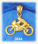 14K Gold Motorcycle & Rider Charm