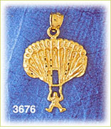 14K Gold Parachute Charm