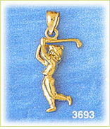 14K Gold 3D Golfer Charm
