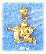 14K Gold 3D Hockey Goalie Charm