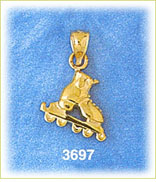 14K Gold 3D Rollerblade Charm