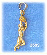 14K Gold 3D Boy Shooting Basketball Charm
