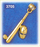 14K Gold Baseball Equipment Charm