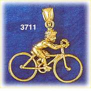14K Gold Boy Riding Bike Charm