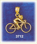 14K Gold 3D Bicycle Charm