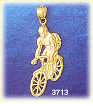 14K Gold Boy Riding Bicycle Charm