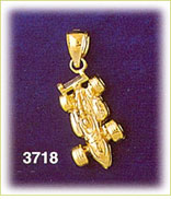 14K Gold Race Car Racing Charm