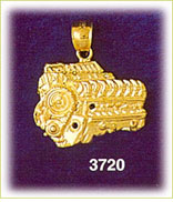 14K Gold Race Car Engine Charm