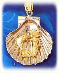 14K Two Color Gold Shell Charm