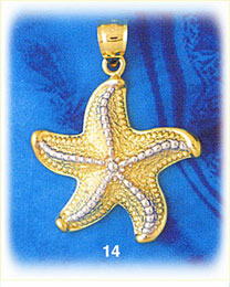 14K Two Color Gold Starfish Charm