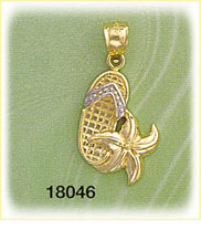 14K Two Color Flip Flop Star Fish Charm