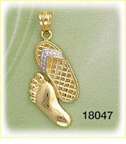 14K Two Color Flip Flop Foot Charm