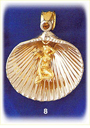 14K Two Tone Gold Shell Charm