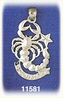14K White Gold Zodiac Scorpio Charm