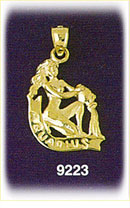 14K Gold 3-D Zodiac Aquarius Charm