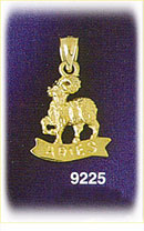 14K Gold 3-D Zodiac Aries Charm