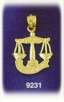14K Gold 3-D Zodiac Libra Charm